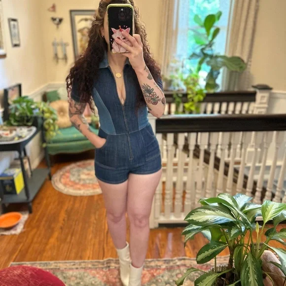 Stoned Immaculate Blue Jean Baby Romper. - Picture 1 of 12